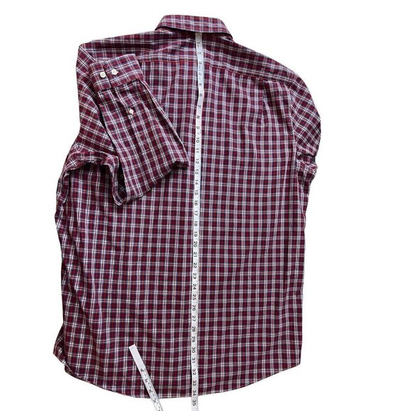 L.L. Bean Men's Red Blue Plaid Long Sleeve Button Up Cotton L Tall Large‎ Tall - Picture 6 of 9